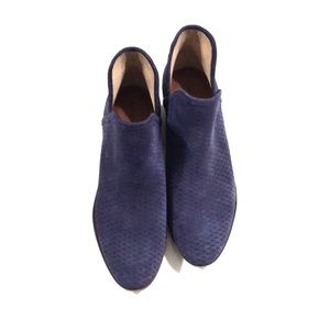 Navy Blue Suede Booties